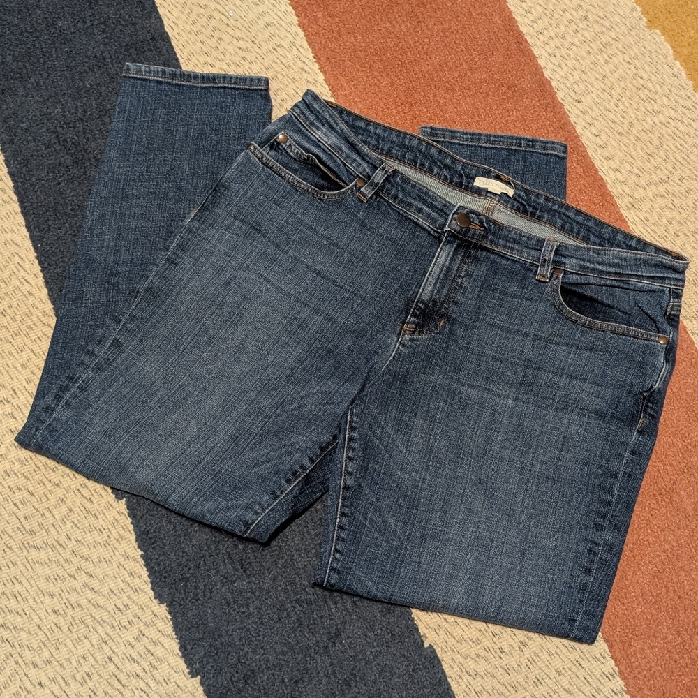 Eileen Fisher Cotton Stretch Denim Jeans Slim Straight Leg 12